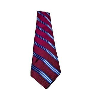 Lee‎ Allison Co Men Tie Wine & Blue Striped Geometric Art to Wear Suit Necktie